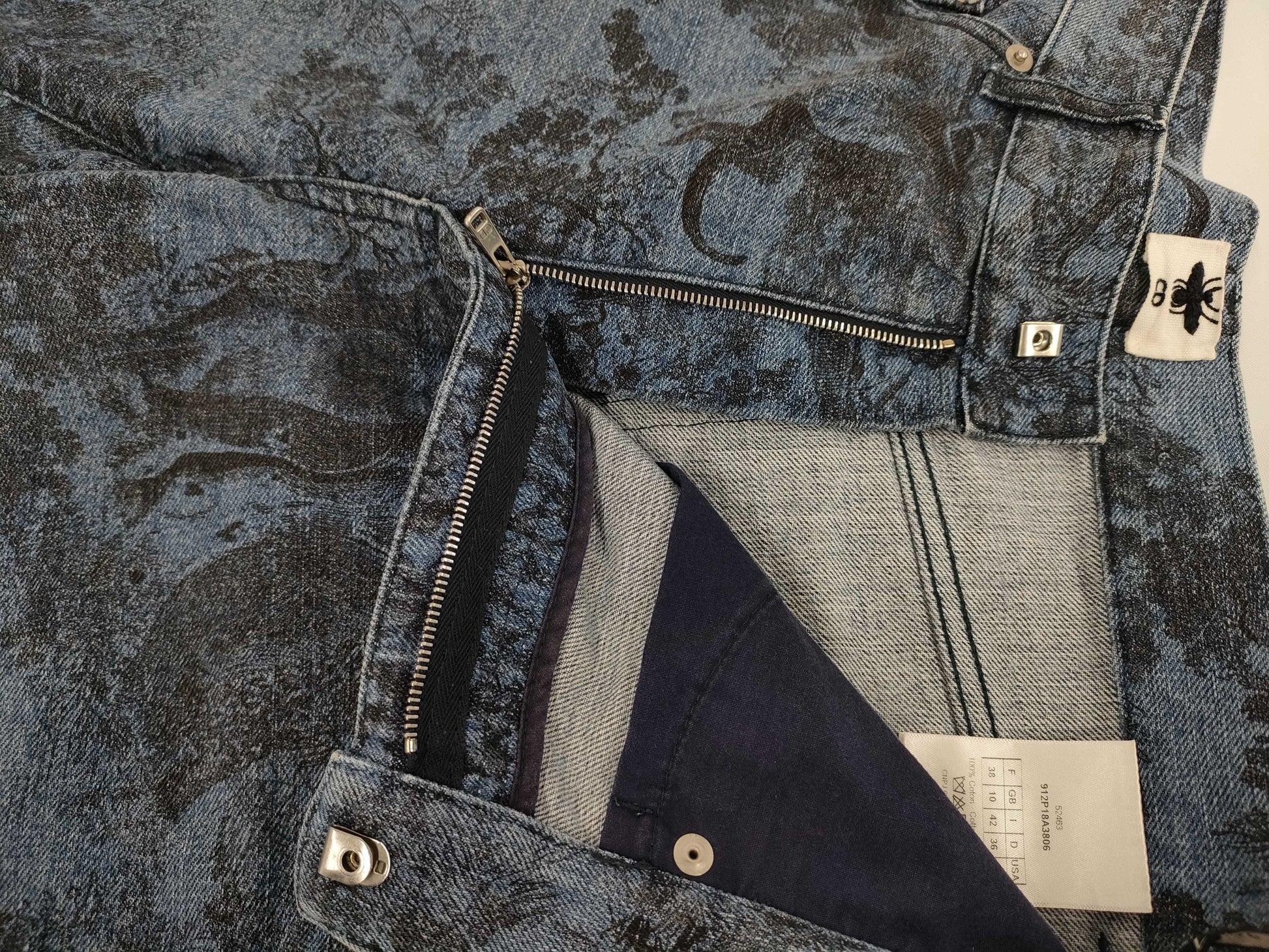 Dior Tiger Print Denim Pants, Size 38