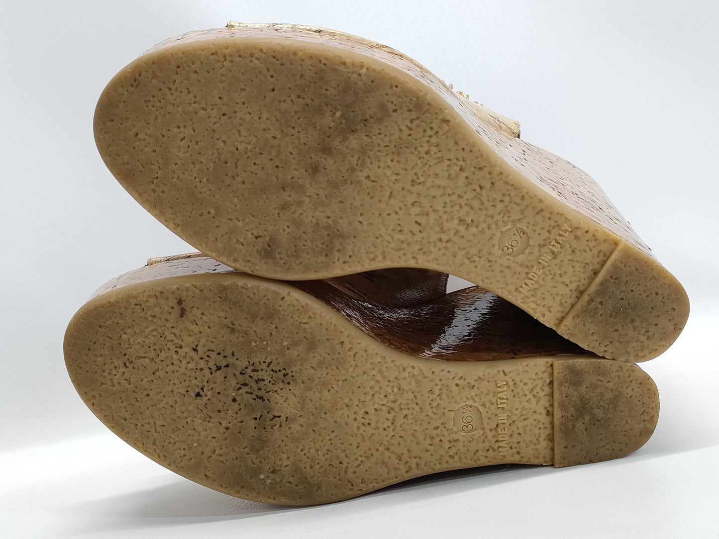  CHANEL Coco Mark Chain Wedge Sandals Size 36 1/2