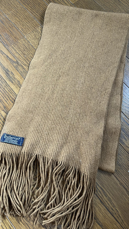 BURBERRY Rare Solid Cashmere Scarf, Length: 178cm, Width: 24cm, 100% Cashmere, Rare Solid Brown Scarf
