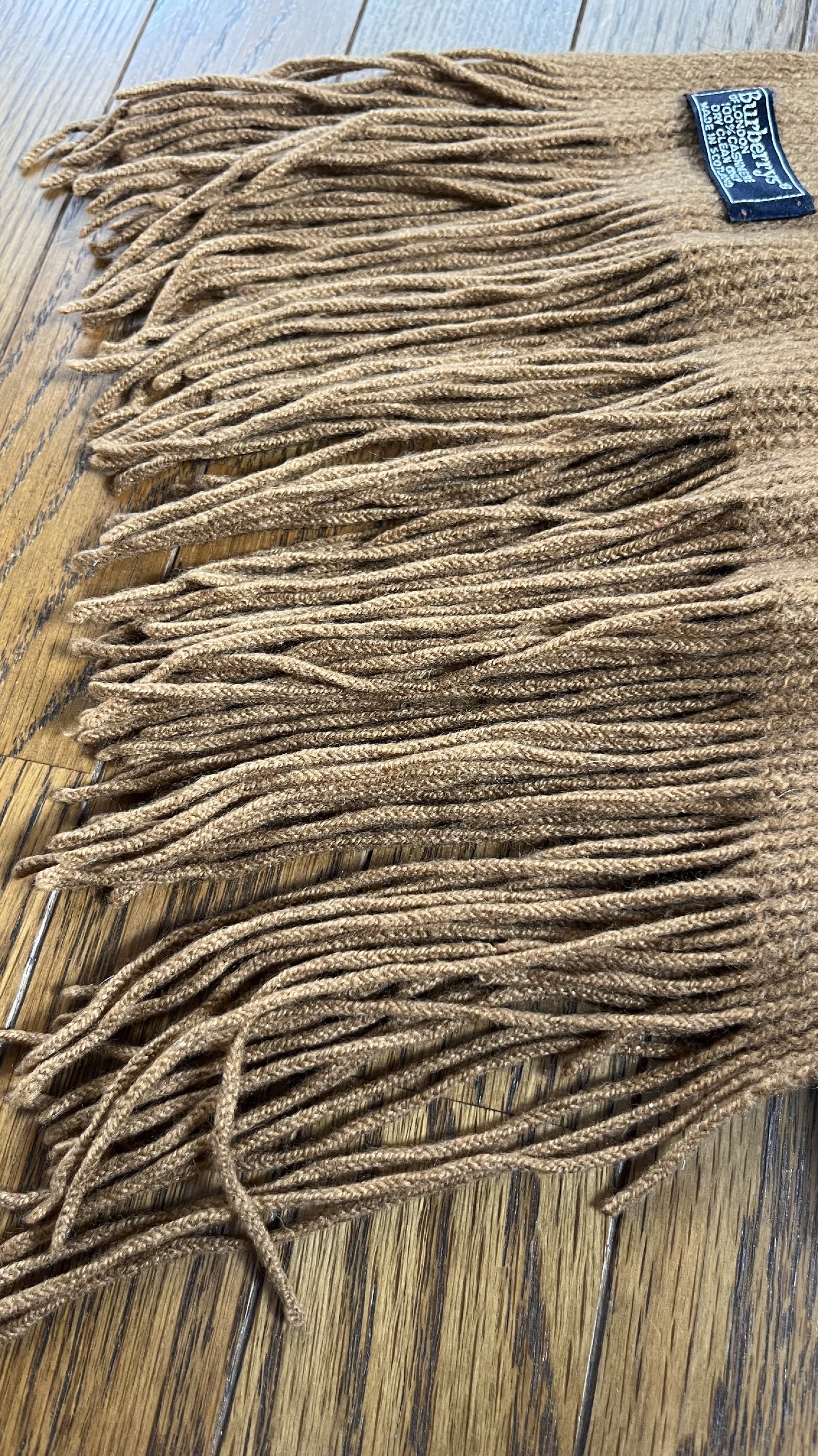 BURBERRY Rare Solid Cashmere Scarf, Length: 178cm, Width: 24cm, 100% Cashmere, Rare Solid Brown Scarf