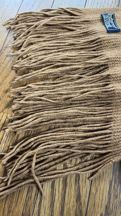 BURBERRY Rare Solid Cashmere Scarf, Length: 178cm, Width: 24cm, 100% Cashmere, Rare Solid Brown Scarf
