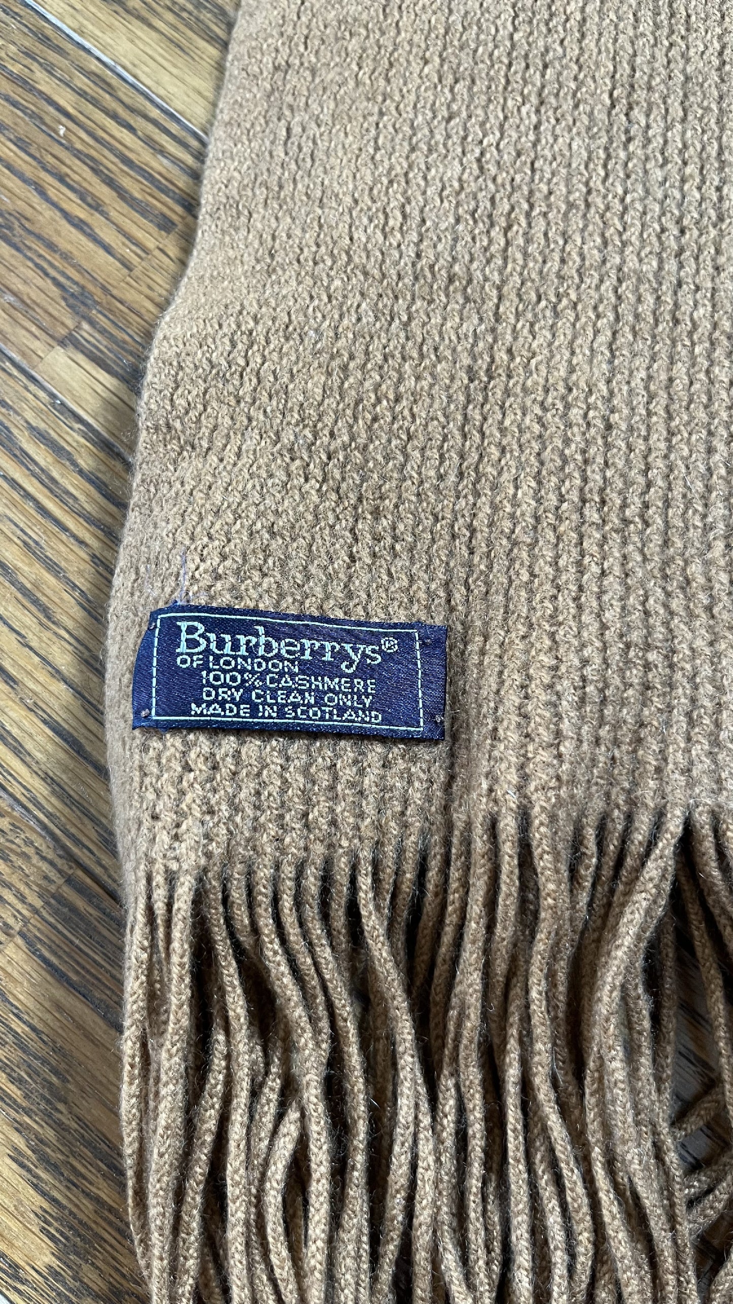 BURBERRY Rare Solid Cashmere Scarf, Length: 178cm, Width: 24cm, 100% Cashmere, Rare Solid Brown Scarf