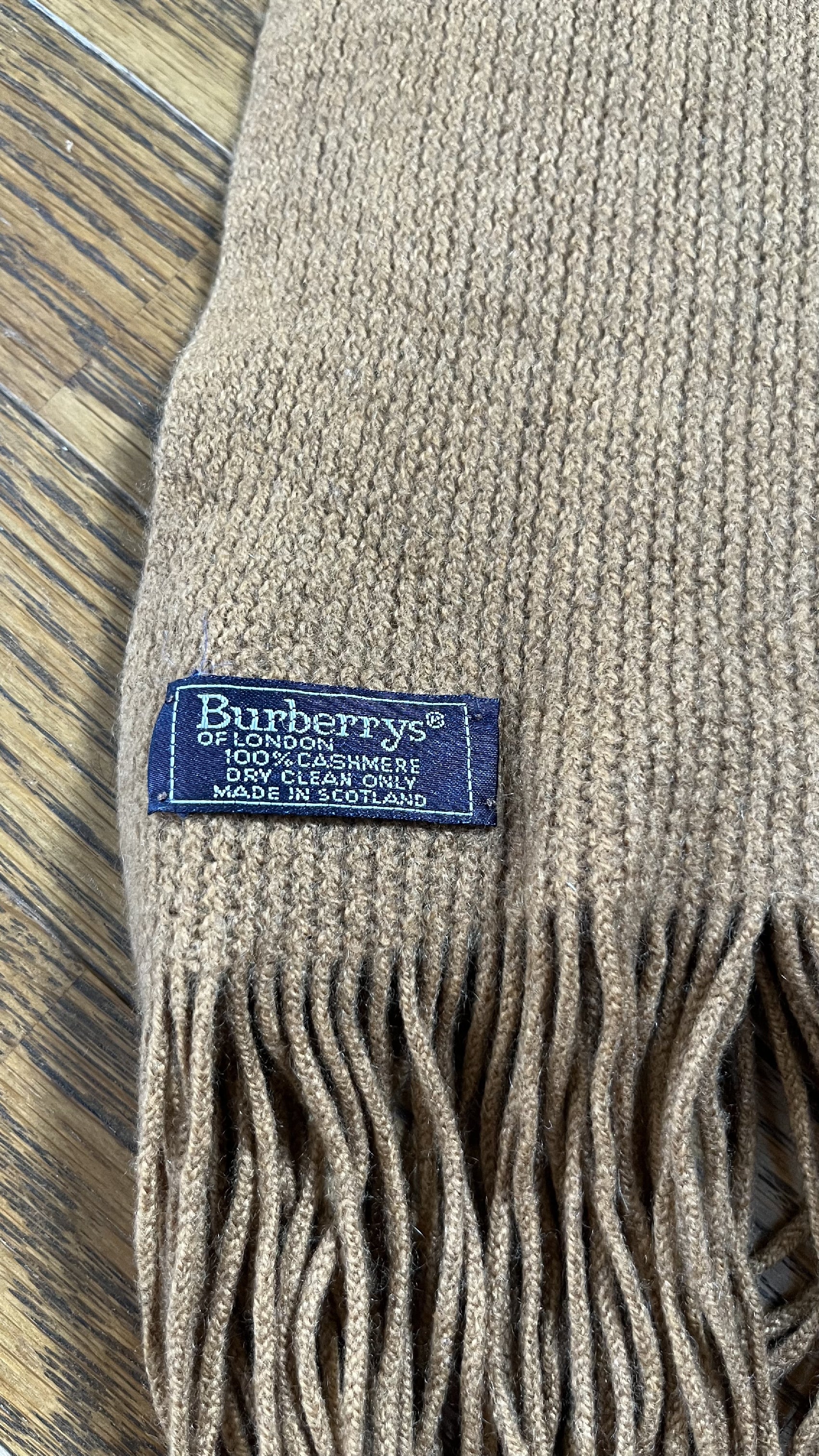 BURBERRY Rare Solid Cashmere Scarf, Length: 178cm, Width: 24cm, 100% Cashmere, Rare Solid Brown Scarf