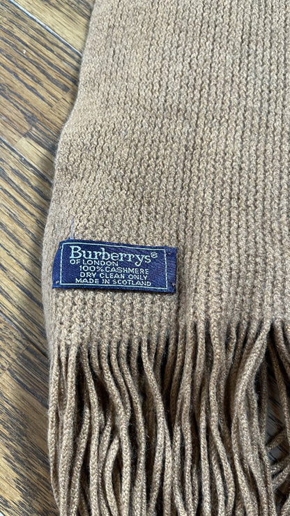 BURBERRY Rare Solid Cashmere Scarf, Length: 178cm, Width: 24cm, 100% Cashmere, Rare Solid Brown Scarf