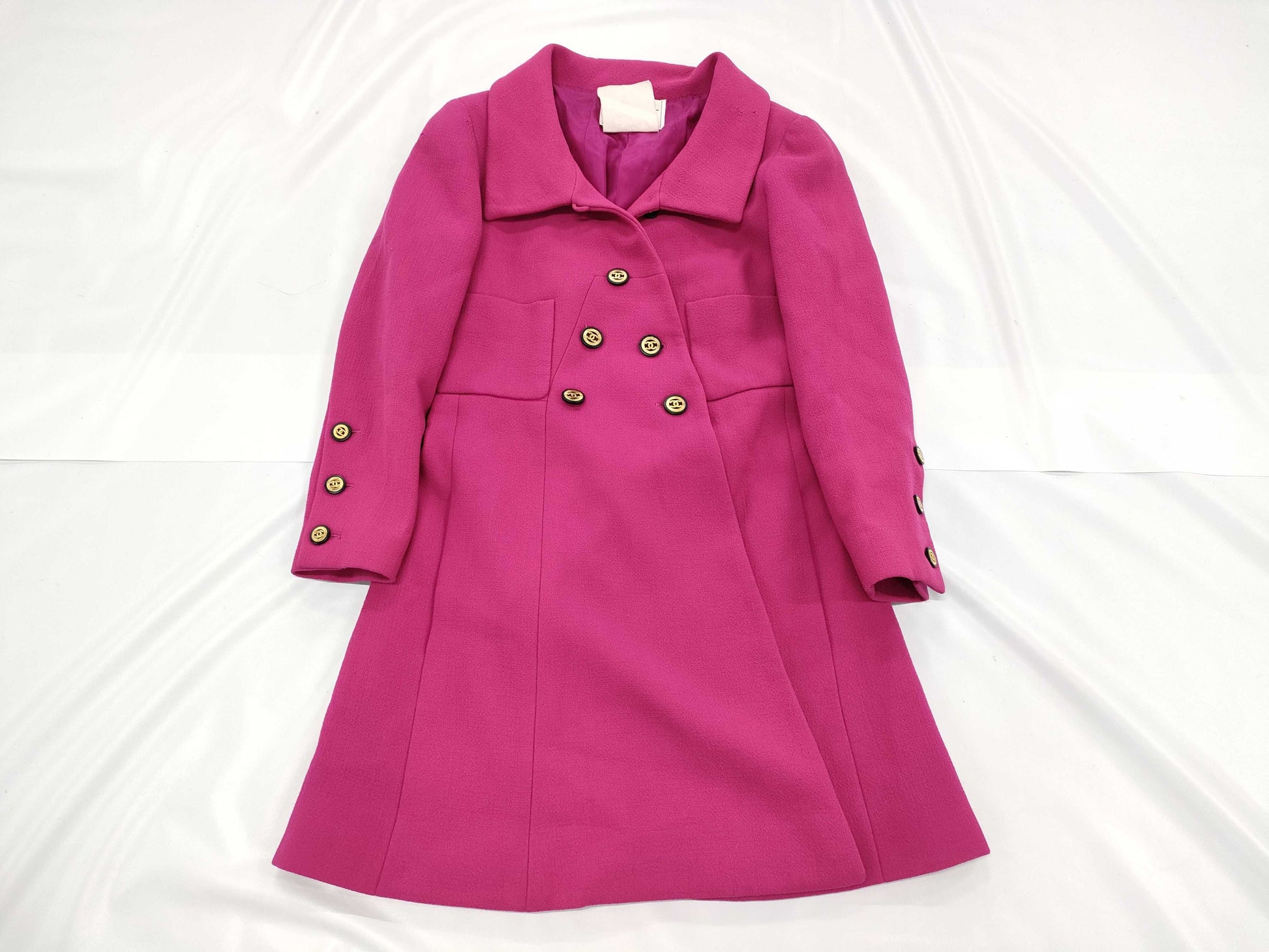 CHANEL VINTAGE Jacket, Pink, Frayed, Size 34, Coat
