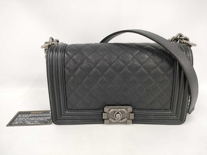 CHANEL Boy Chanel Coco Mark Caviar Leather Chain Shoulder Bag, No. 29