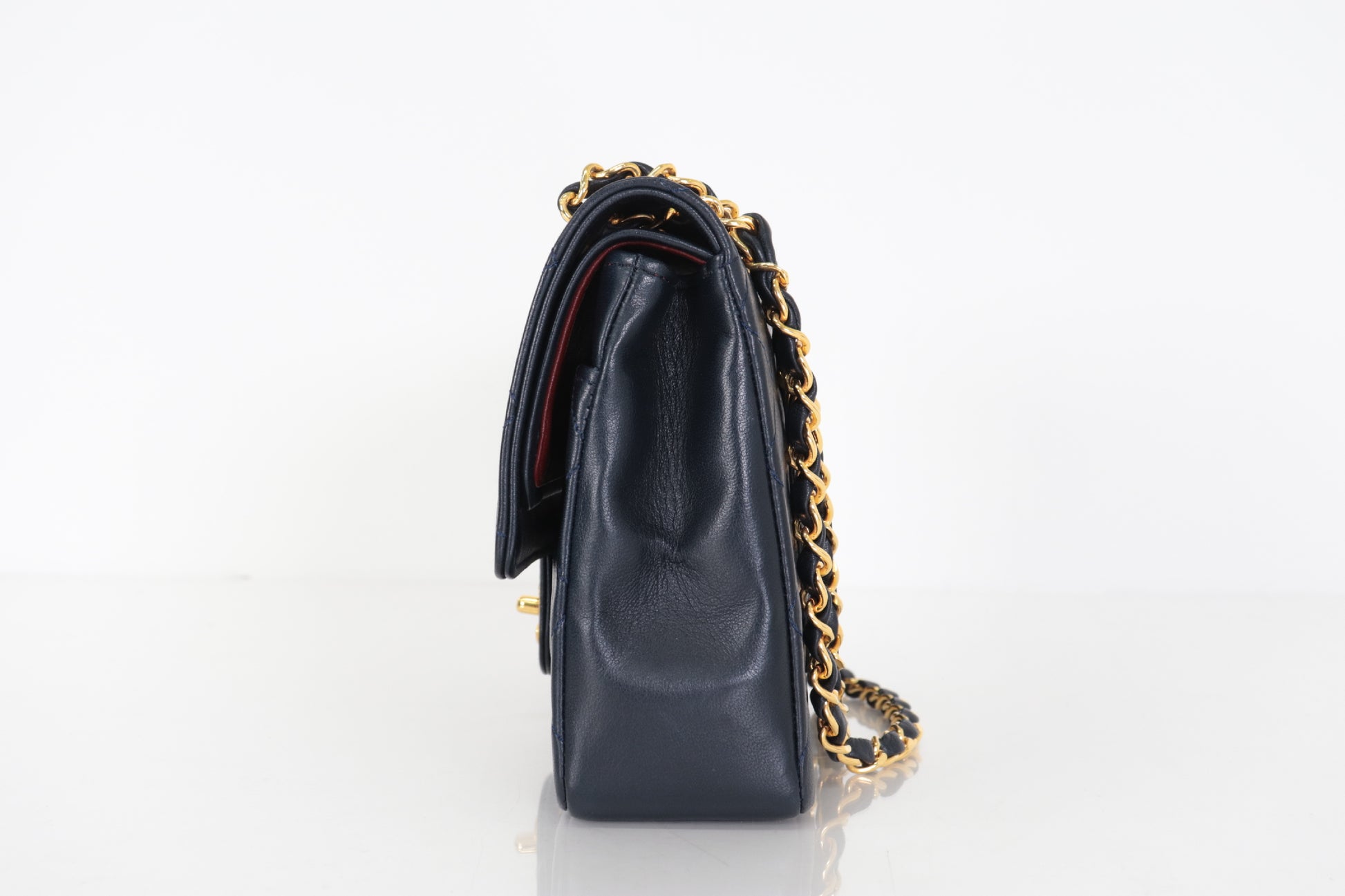 CHANEL W Flap 25 Ram Chain Shoulder Navy 0 Series Shoulder Bag