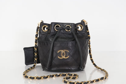 CHANEL Bicolore Ram Drawstring Chain Shoulder 2nd Generation Shoulder Bag
