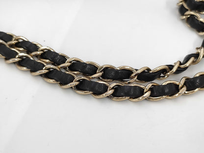 CHANEL Matrasse Lambskin Double Chain Bag Black Gold Fittings 18th Shoulder Bag
