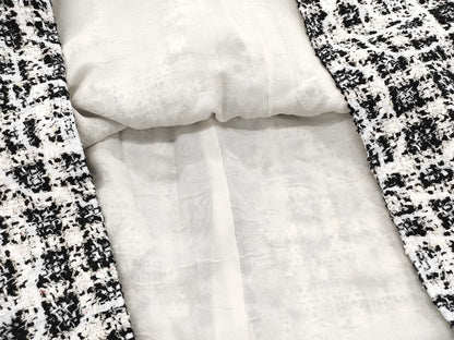 CHANEL CHANEL Dress P49151V35968 Size 34 Mixed Tweed Dress with Crystal Buttons