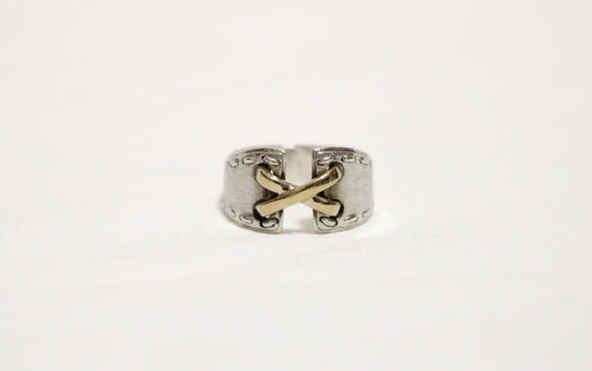 HERMES Mexico Ring, 925 Sterling Silver and 750 Gold, #53