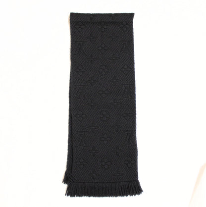 LOUIS VUITTON Vuitton Echarpe Logomania Muffler Wool Silk Black Muffler