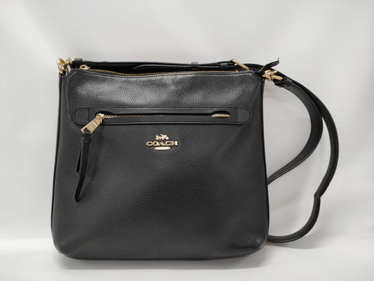 COACH F34323 Leather Shoulder Bag Black Shoulder Bag