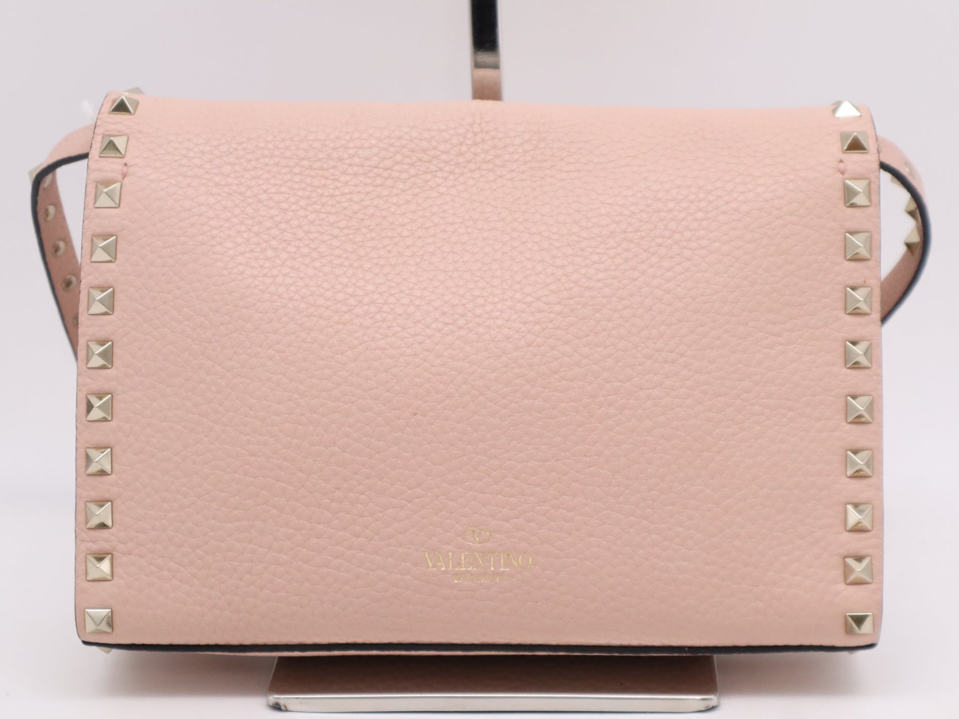 VALENTINO 4W2B0181VSF Garavani Rock Stud Leather Shoulder Bag Pink Shoulder Bag