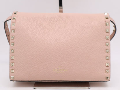 VALENTINO 4W2B0181VSF Garavani Rock Stud Leather Shoulder Bag Pink Shoulder Bag