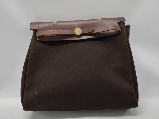 HERMES Airbag PM Bag, □E Stamp, 2001, Toile H Leather, Brown Bag