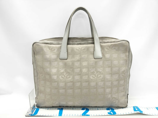 CHANEL New Travel Line Briefcase, Nylon, Silver Hardware, Gray, Seal, 8604292, Business Bag