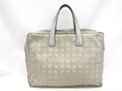 CHANEL New Travel Line Briefcase, Nylon, Silver Hardware, Gray, Seal, 8604292, Business Bag