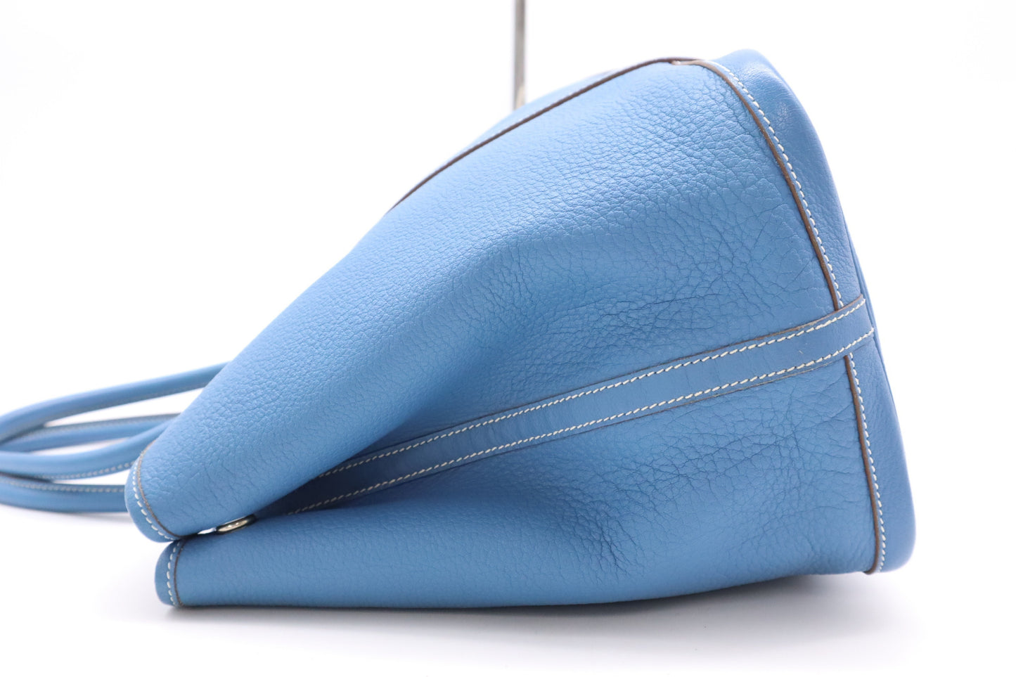 HERMES Negonda O Stamp Garden Party PM Handbag, Blue, with Dust Bag