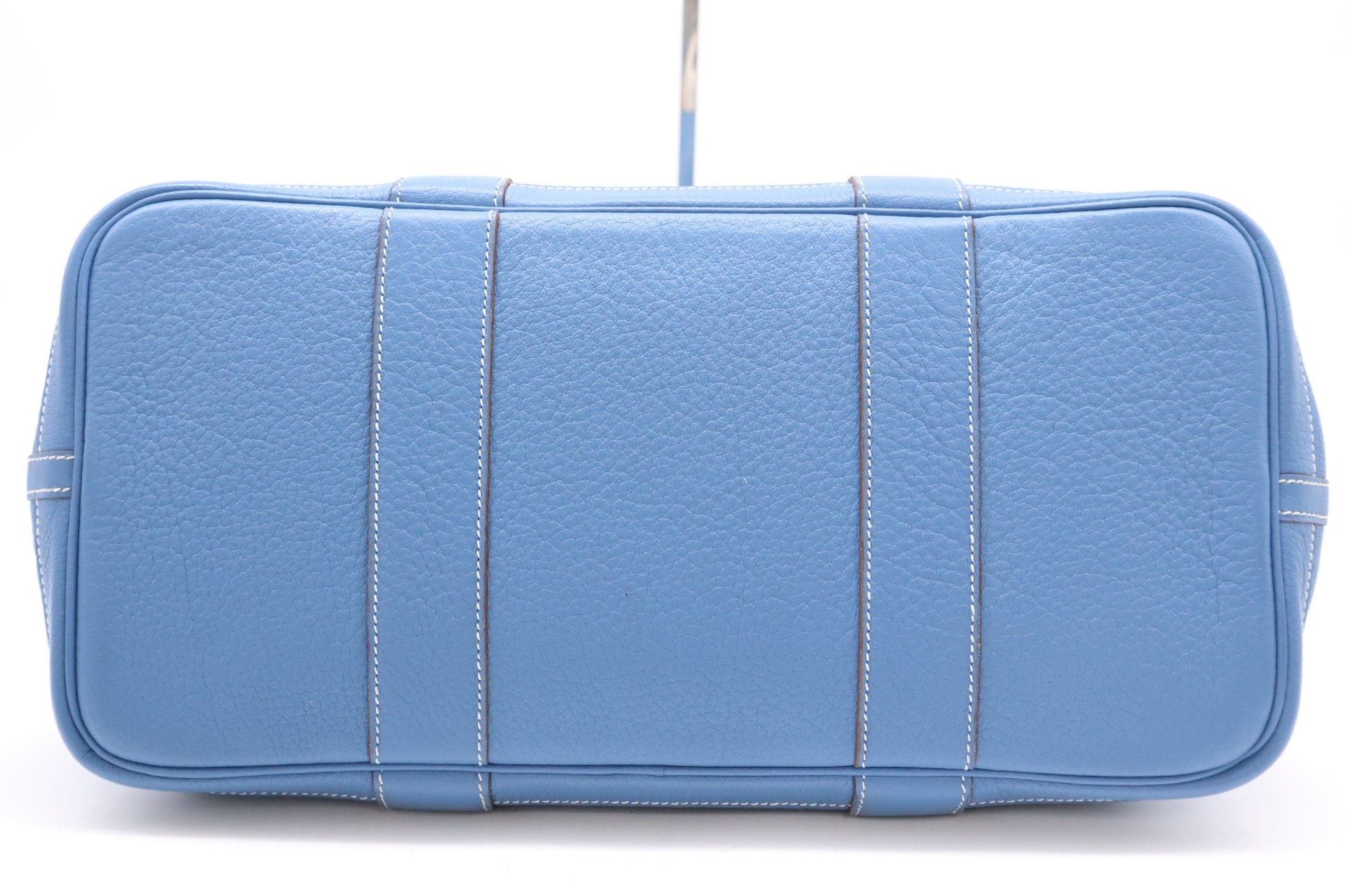 HERMES Negonda O Stamp Garden Party PM Handbag, Blue, with Dust Bag