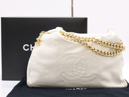 CHANEL Lambskin Deka Coco Mark Bag, White Gold Hardware, Seal, 12138093, Dust Bag and Box Included, Shoulder Bag