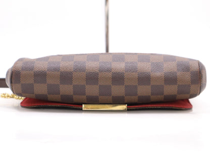 LOUIS VUITTON N41129 Damier Favorite MM Shoulder Bag with Shoulder Strap and Chain Strap