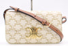 CELINE 194142CUZ.01BC Triomphe Canvas & Calfskin Shoulder Bag Claude White Shoulder Bag