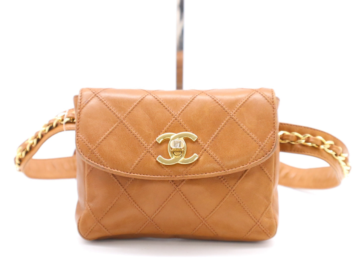 CHANEL Bicolor GD Hardware Waist Pouch Brown