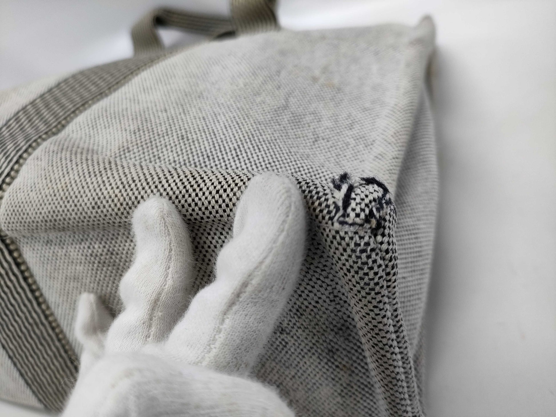 HERMES New Foule Tote Bag MM Canvas Gray Handbag