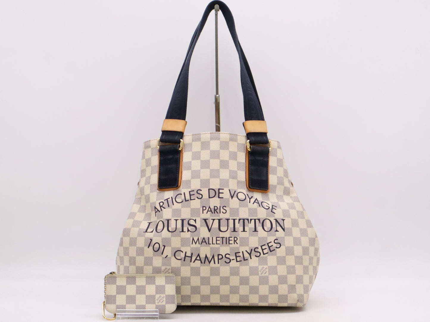 LOUIS VUITTON N41179 Azur Plan Soleil Cabas PM Tote Bag with Pouch