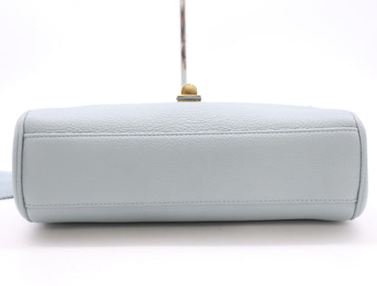 CELINE Seize Leather Shoulder Bag, Light Blue, with Shoulder Strap and Dust Bag