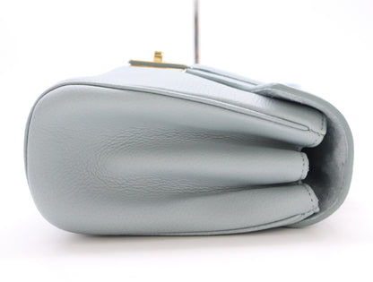 CELINE Seize Leather Shoulder Bag, Light Blue, with Shoulder Strap and Dust Bag