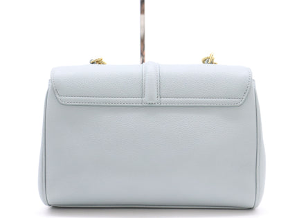 CELINE Seize Leather Shoulder Bag, Light Blue, with Shoulder Strap and Dust Bag