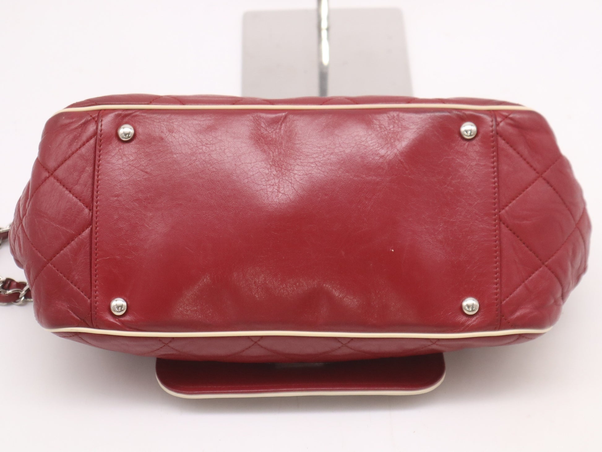 CHANEL Lambskin 2.55 Chain Shoulder Bag with Turnlock and Sterling Silver Hardware, Red, Card Holder, Sticker, Card Included, 12134954