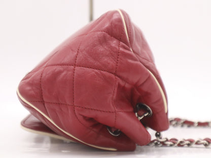 CHANEL Lambskin 2.55 Chain Shoulder Bag with Turnlock and Sterling Silver Hardware, Red, Card Holder, Sticker, Card Included, 12134954