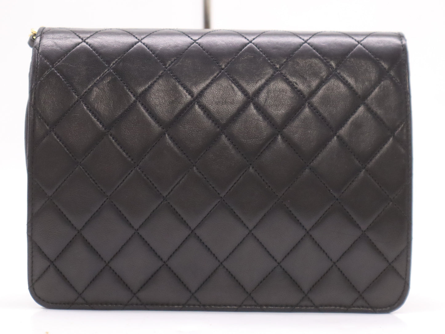 CHANEL Lambskin Matelasse 22 S Flap S Chain Push Lock Black Shoulder Bag