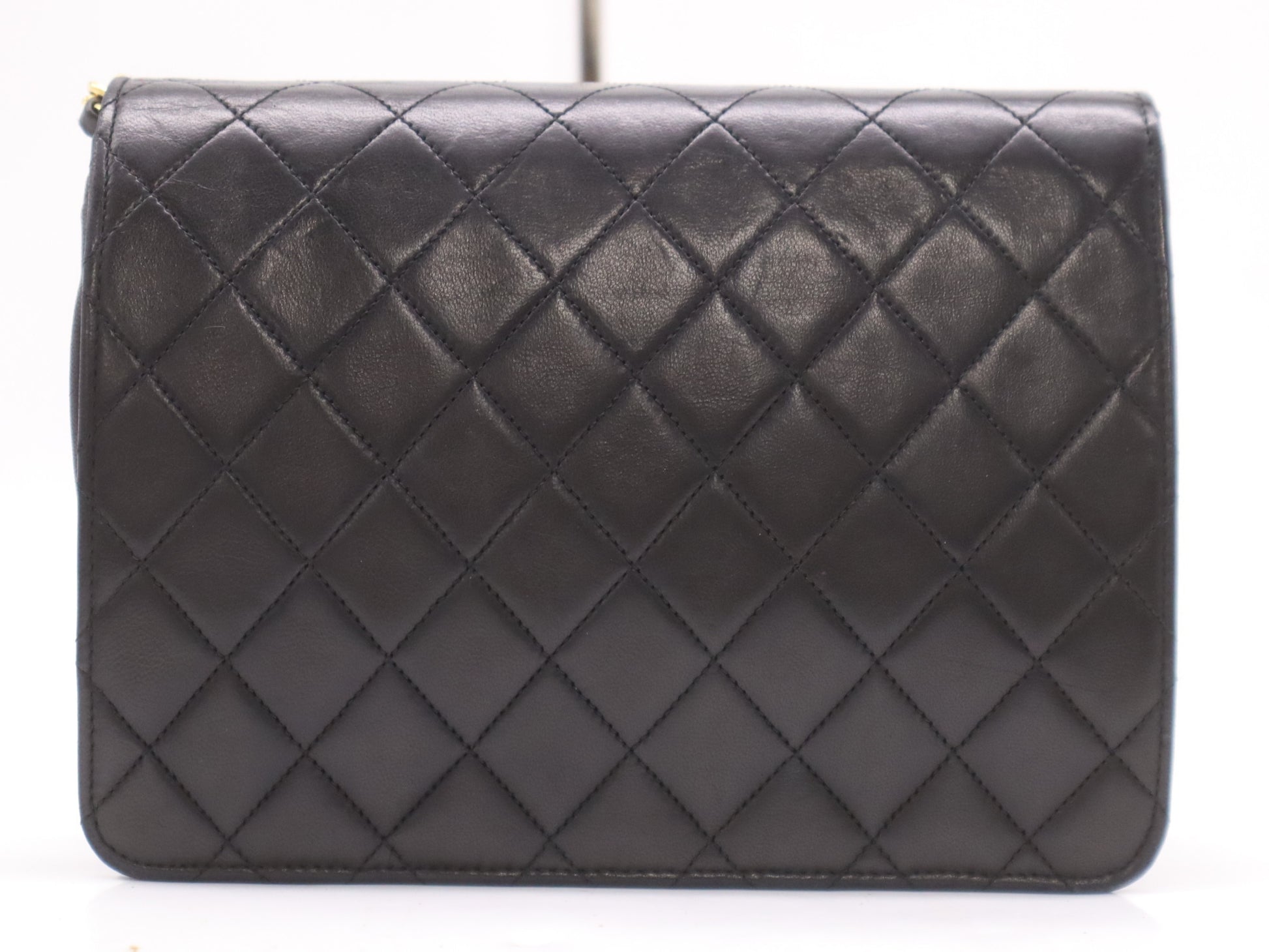 CHANEL Lambskin Matelasse 22 S Flap S Chain Push Lock Black Shoulder Bag