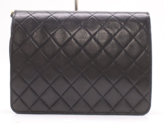 CHANEL Lambskin Matelasse 22 S Flap S Chain Push Lock Black Shoulder Bag