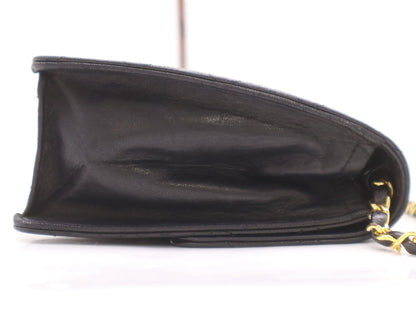 CHANEL Lambskin Matelasse 22 S Flap S Chain Push Lock Black Shoulder Bag