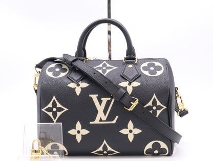 LOUIS VUITTON M58947 Empreinte Speedy 25 Bandouliere Two-Tone Handbag, RFID Verified, Includes Padlock, Two Keys, Shoulder Strap, and Dust Bag