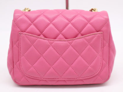 CHANEL Lambskin Mini Matlasse 17 S Flap S Chain GD Fittings Pink Seal Card 30449958 Shoulder Bag