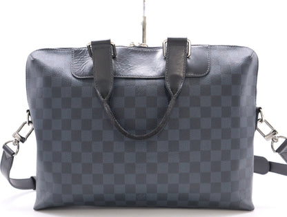 LOUIS VUITTON N42241 Damier Cobalt PDJ Porte Documenta Menjour Business Bag with Shoulder Strap