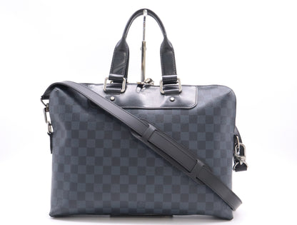 LOUIS VUITTON N42241 Damier Cobalt PDJ Porte Documenta Menjour Business Bag with Shoulder Strap