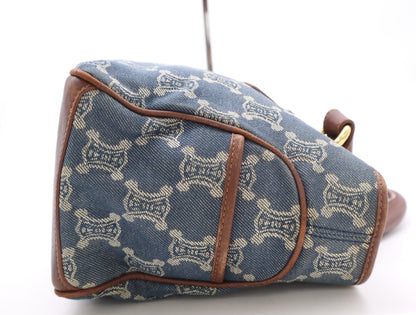 CELINE Denim x Leather Paris Macadam Boogie Bag Handbag Blue Handbag