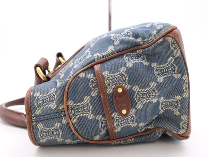 CELINE Denim x Leather Paris Macadam Boogie Bag Handbag Blue Handbag
