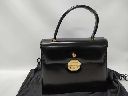 VERSACE Sunburst Leather Handbag in Black with Dust Bag