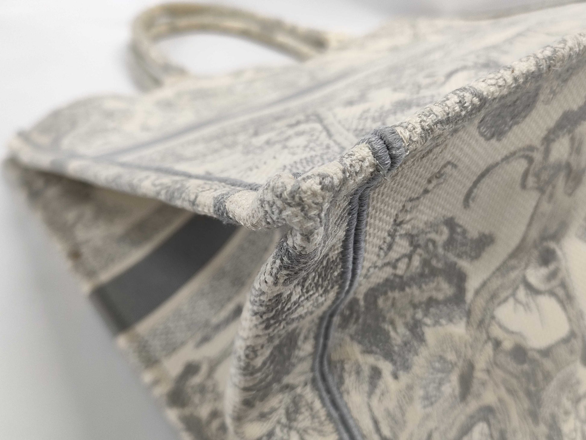 Dior Book Tote Large Toile de Jouy Canvas Tote Bag in Gray and Ivory