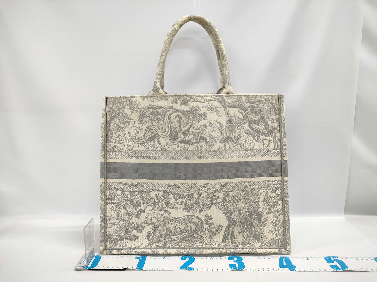 Dior Book Tote Large Toile de Jouy Canvas Tote Bag in Gray and Ivory