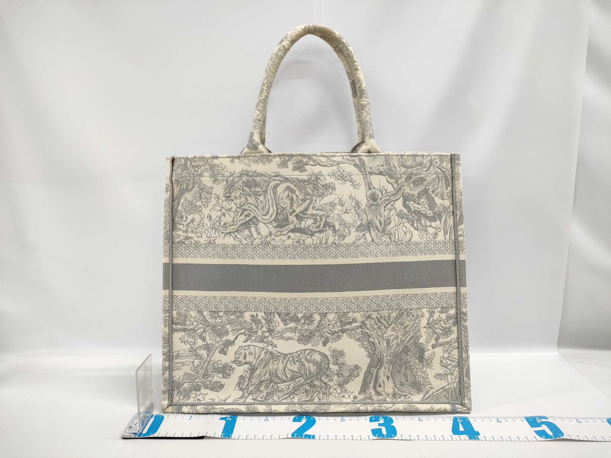 Dior Book Tote Large Toile de Jouy Canvas Tote Bag in Gray and Ivory