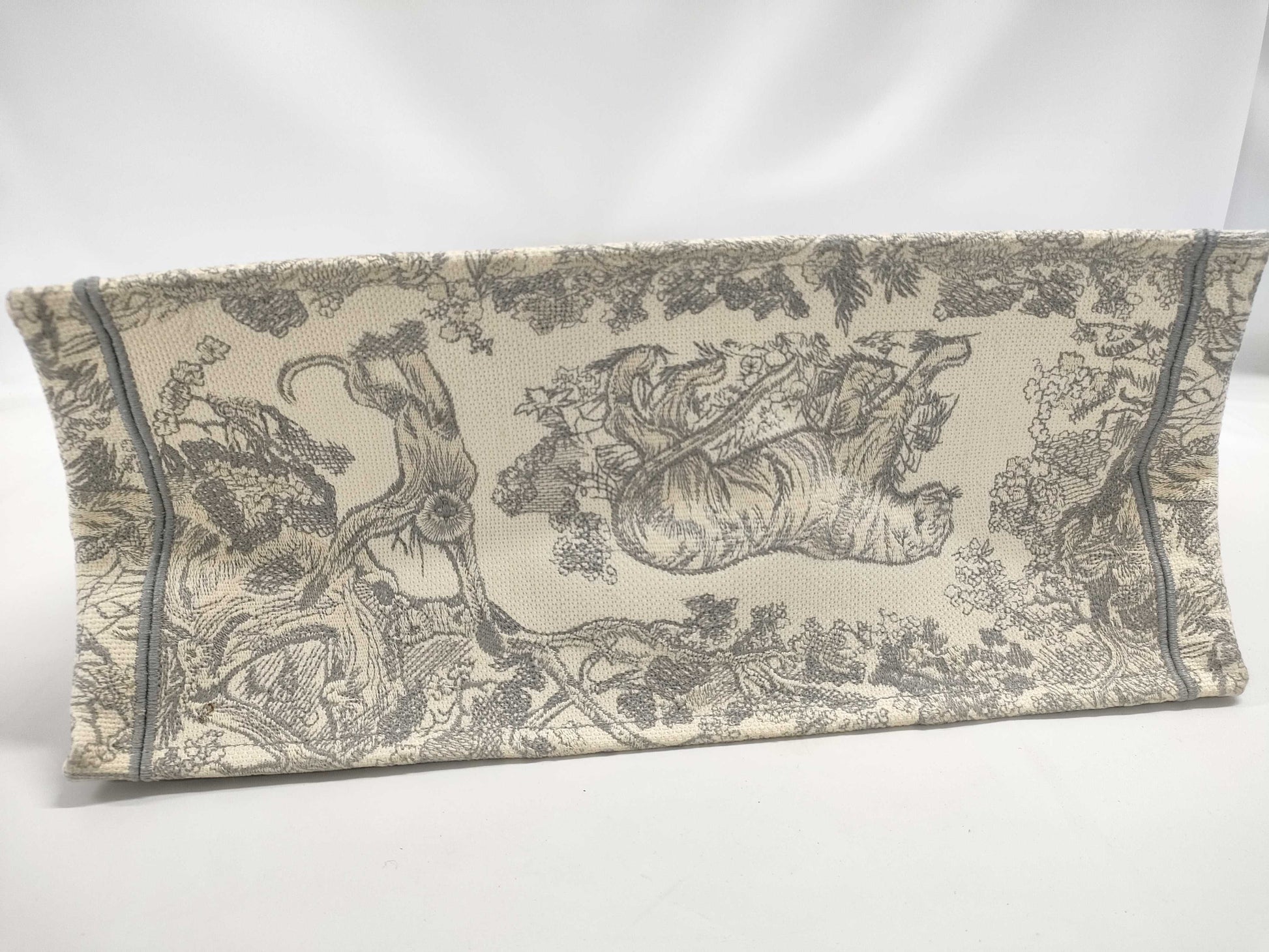 Dior Book Tote Large Toile de Jouy Canvas Tote Bag in Gray and Ivory
